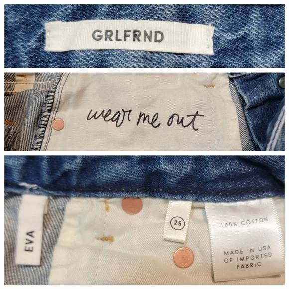 GRLFRND EVA DENIM SKIRT, DISTRESSED RAW HEM, SIZE 25 - Picture 5 of 8